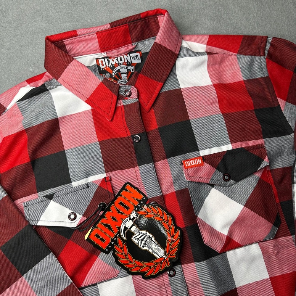 Dixxon Flannel Company The Hammer Women WXL Red Black Plaid D-Tech Snap Shirt